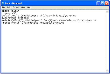 Editing BOOT.INI