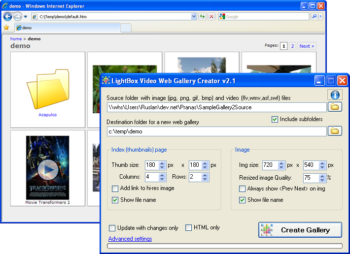 Html Web Gallery Creator