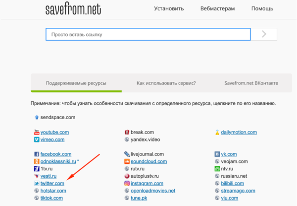 Hoe video van Twitter downloaden via de savefrom.net-service?